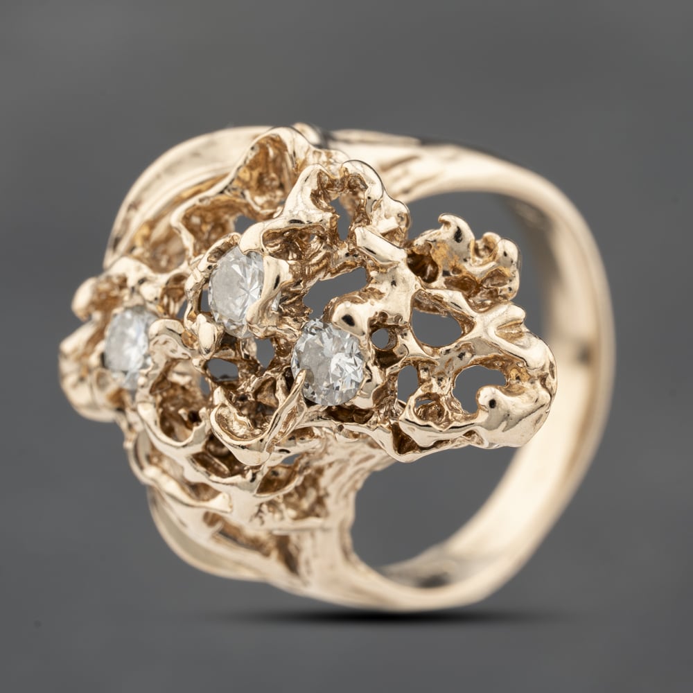 Pre-Owned 9ct Yellow Gold 0.33ct Brilliant Cut Diamond Openwork Dress Ring 41482255