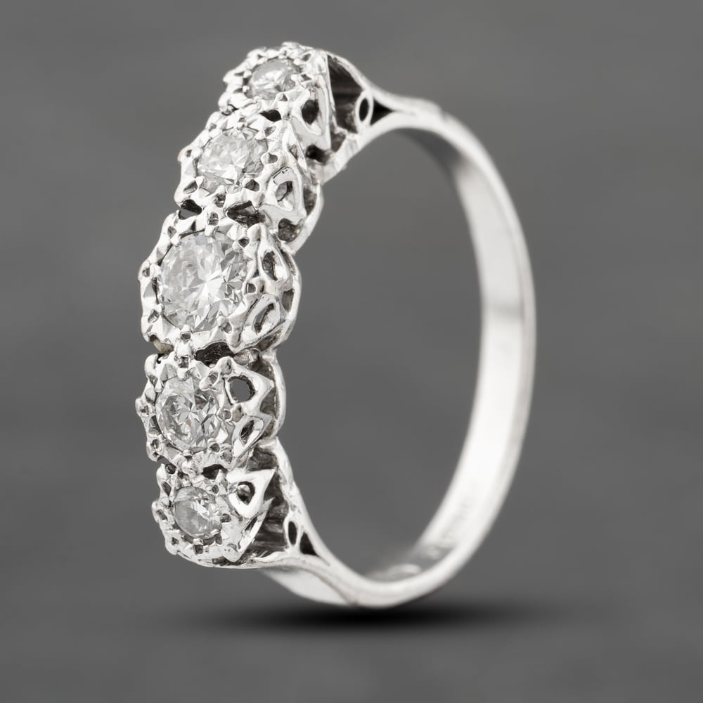 Pre-Owned 18ct White Gold 0.50ct Brilliant Cut Diamond Five Stone Ring 41482267