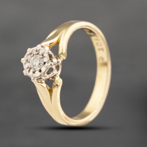 Pre-Owned Vintage Yellow Gold 0.10ct Brilliant Cut Diamond Solitaire Ring 41482304