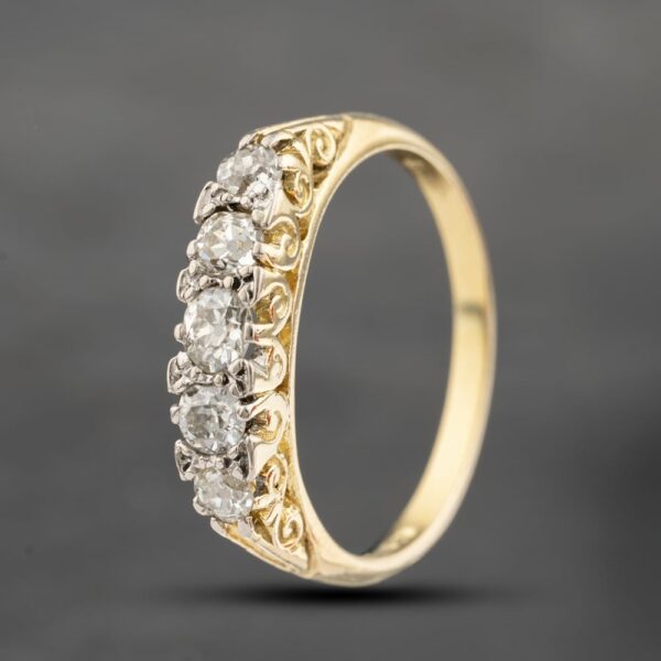 Pre-Owned Vintage 18ct Yellow Gold 0.50ct Diamond Five Stone Ring 41482309