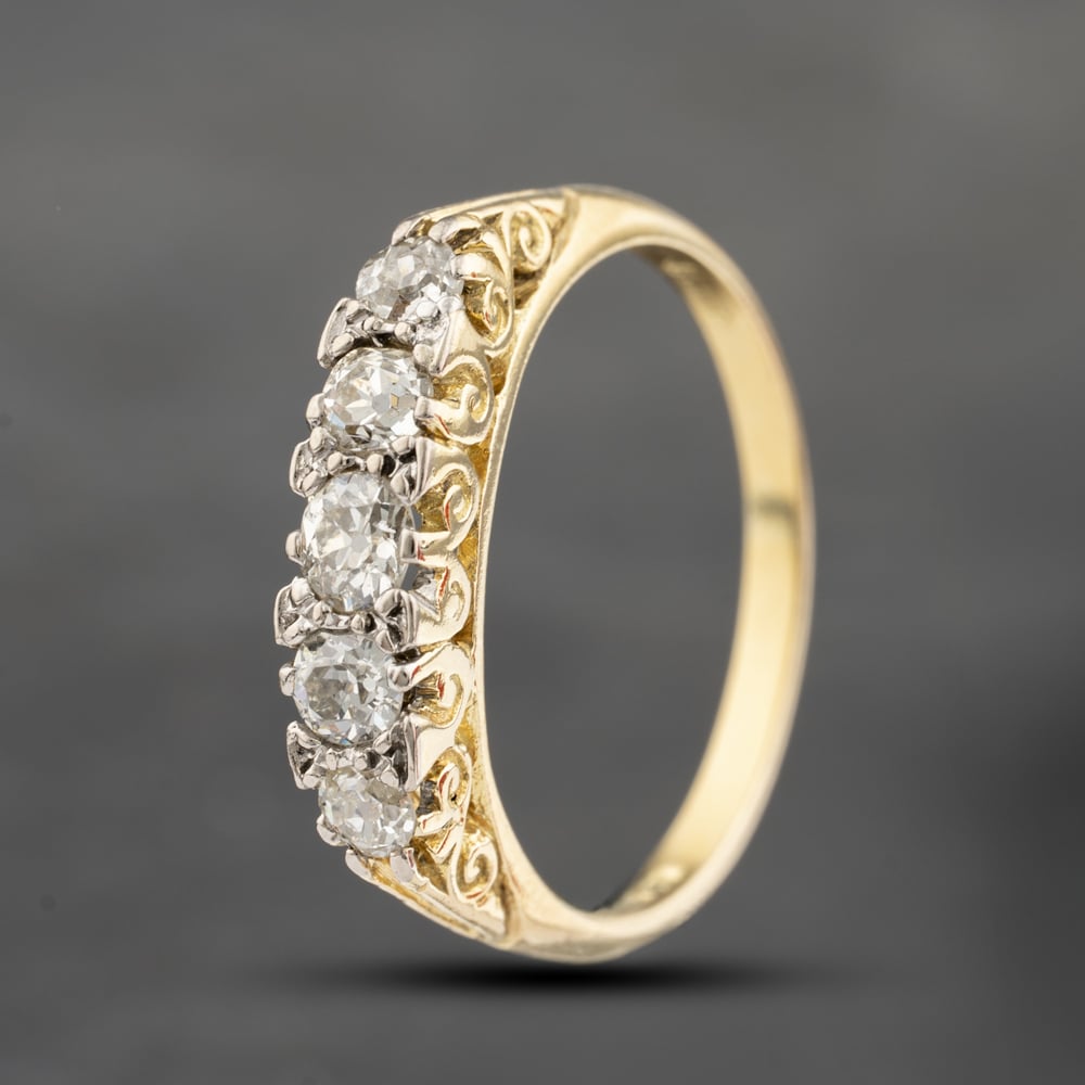 Pre-Owned Vintage 18ct Yellow Gold 0.50ct Diamond Five Stone Ring 41482309