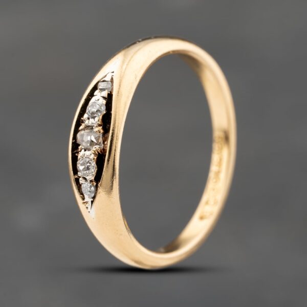 Pre-Owned 9ct Yellow Gold 0.14ct Brilliant Cut Diamond Five Stone Ring 41482355
