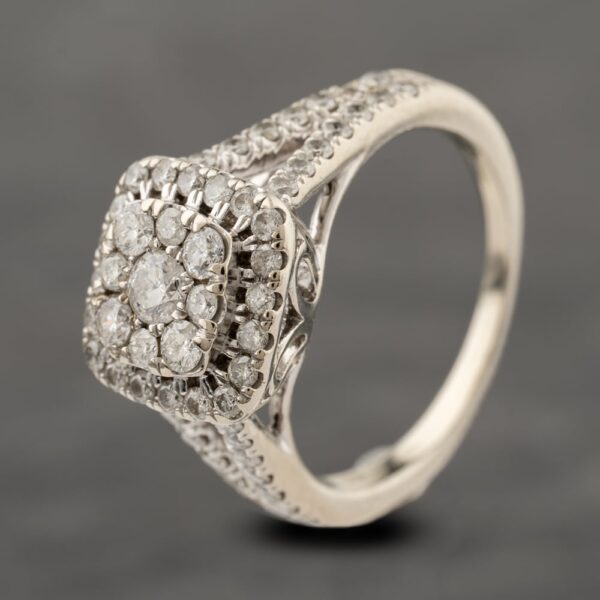 Pre-Owned 9ct White Gold 1.00ct Diamond Cushion Cluster Ring 41482440