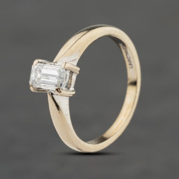 Pre-Owned 18ct White Gold 0.50ct Emerald Cut Diamond Solitaire Ring 41482480