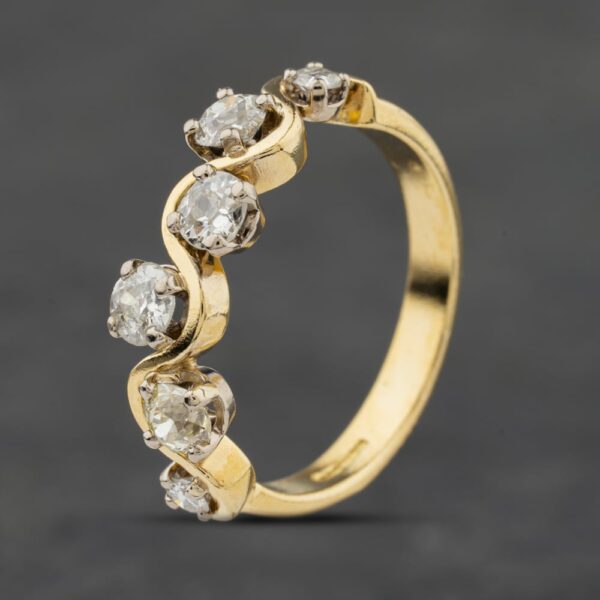 Pre-Owned 18ct Yellow Gold Diamond Wave Half Eternity Ring 41482523