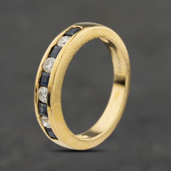 Pre-Owned 18ct Yellow Gold Sapphire & Diamond Channel Set Half Eternity Ring 41482537