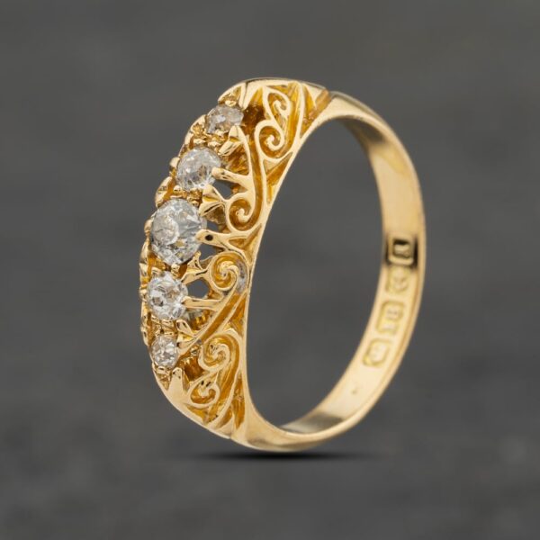 Pre-Owned Antique 18ct Yellow Gold 0.44ct Diamond Five Stone Ring 41482548