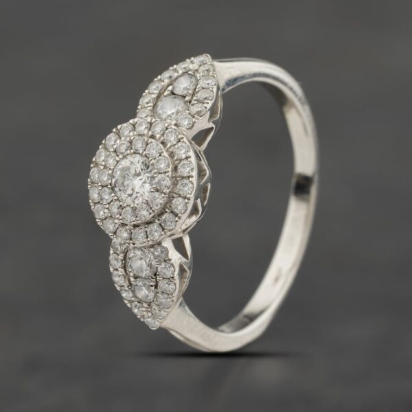 Pre-Owned 18ct White Gold 0.83ct Diamond Triple Cluster Ring 41482554