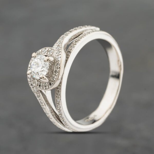 Pre-Owned 18ct White Gold Certificated 0.40ct Brilliant Cut Diamond Halo Cluster Ring 41482571
