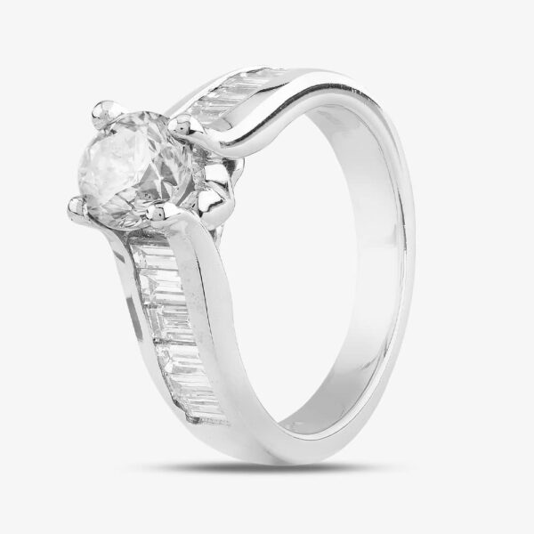 Pre-Owned 18ct White Gold Brilliant Diamond Enhanced Shoulder Set Solitaire Ring 4148416