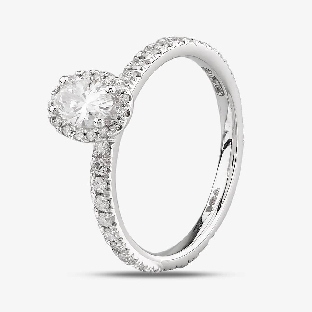 Pre-Owned 18ct White Gold 0.65ct Diamond Oval Halo Ring 4148433