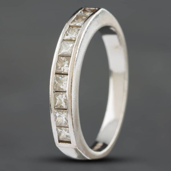 Pre-Owned 18ct White Gold 0.60ct Princess Cut Diamond Half Eternity Ring 4148581129