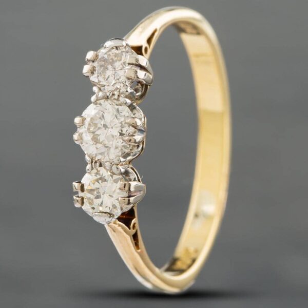 Pre-Owned 14ct Yellow Gold 0.50ct Brilliant Cut Diamond Three Stone Ring 414858273
