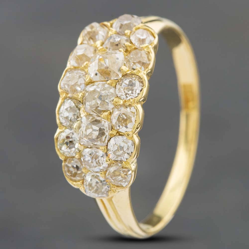 Pre-Owned Vintage Yellow Gold Diamond Three Row Dress Ring 4148889