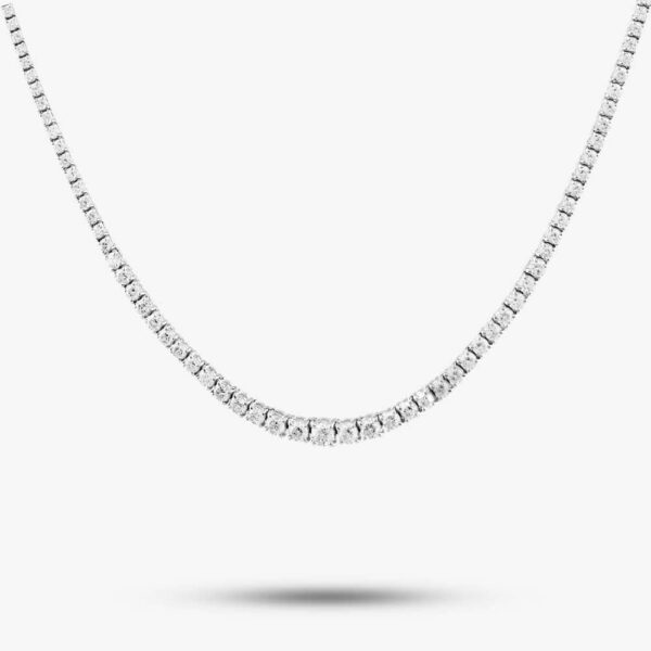 Pre-Owned 14ct White Gold 4.71ct Brilliant Cut Diamond Graduated 17 Inch Tennis Necklace 4304155114