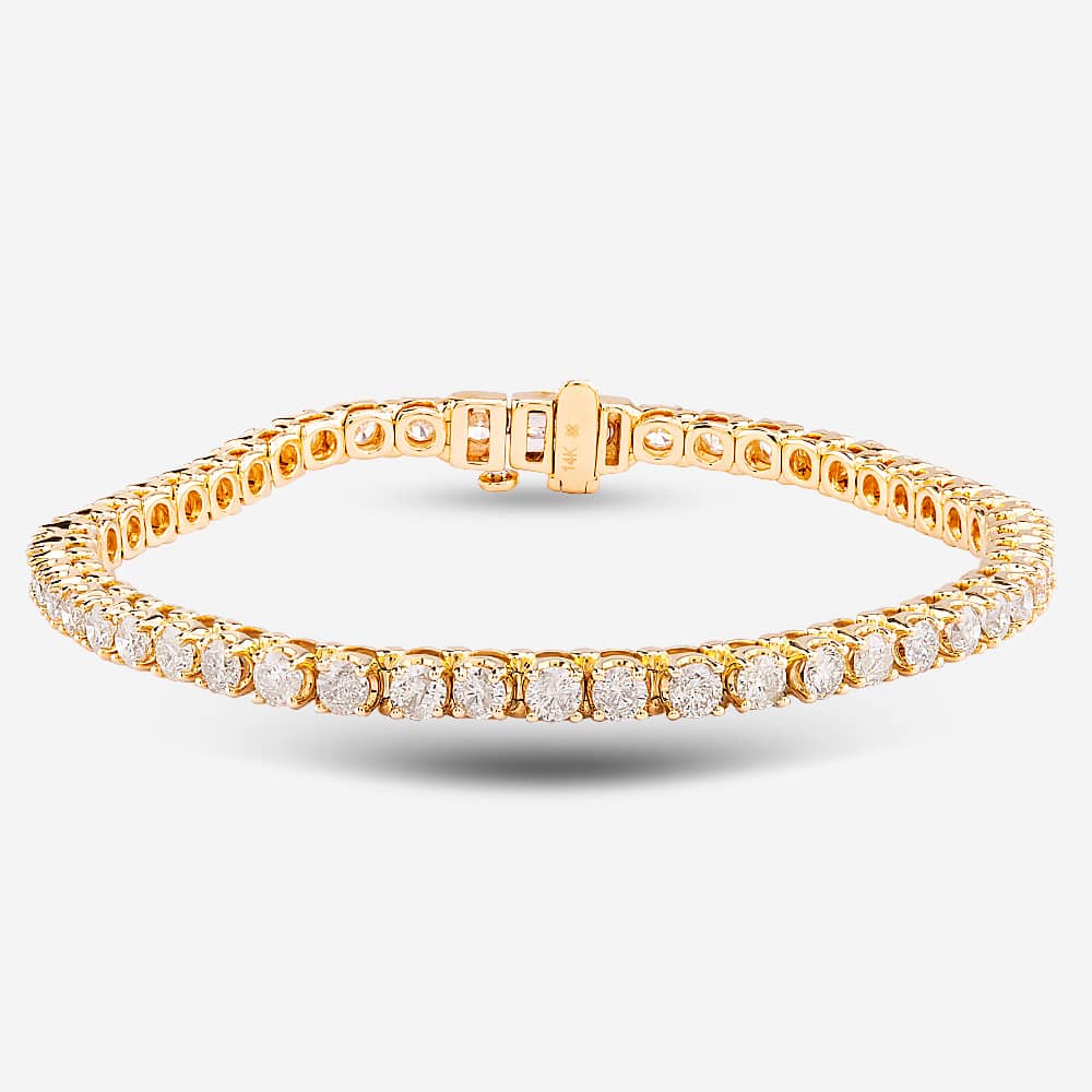 Pre-Owned 14ct Yellow Gold 5.00ct Brilliant Cut Diamond 7 Inch Tennis Bracelet 4307105