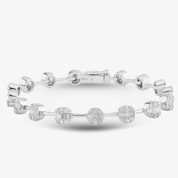 Pre-Owned 14ct White Gold 2.40ct Diamond Cluster Bracelet 4307125
