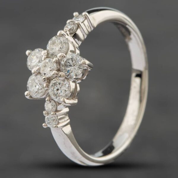 Pre-Owned Platinum 0.72ct Brilliant Cut Diamond Flower Cluster Ring 43091020