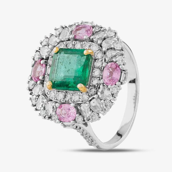 Pre-Owned 18ct White Gold Multi Stone & 0.78ct Diamond Large Cluster Ring 4309155229