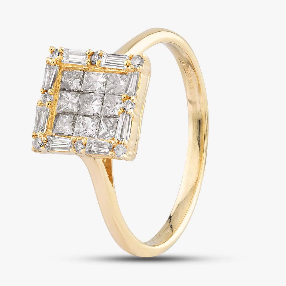 Pre-Owned 14ct Yellow Gold 0.72ct Diamond Cluster Ring 431200934