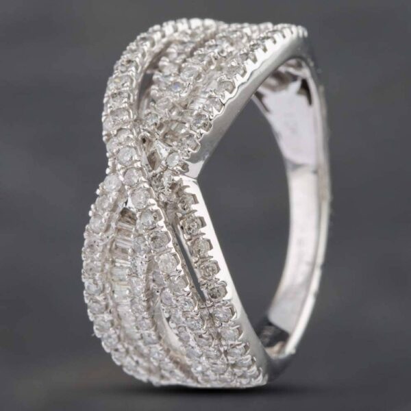 Pre-Owned 9ct White Gold 1.00ct Diamond Crossover Ring 43120122