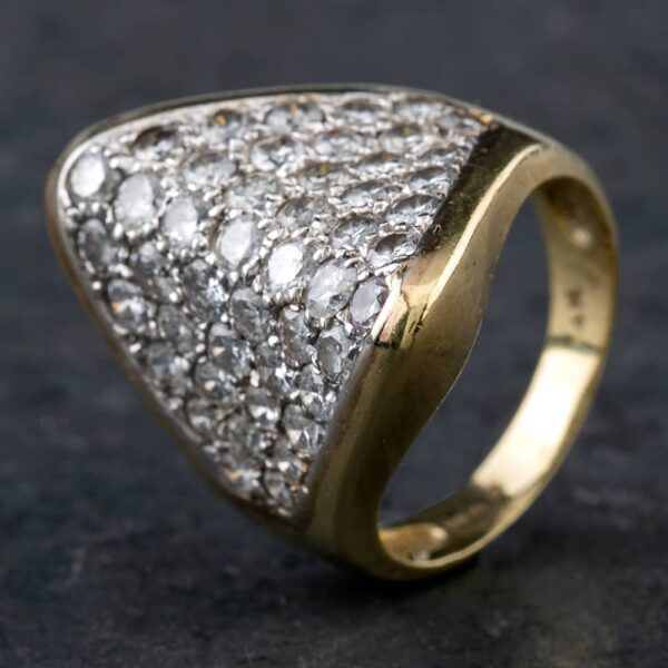Pre-Owned 9ct Yellow Gold Brilliant Cut Diamond Multi Row Pyramid Design Pave Set Fancy Ring 4312062