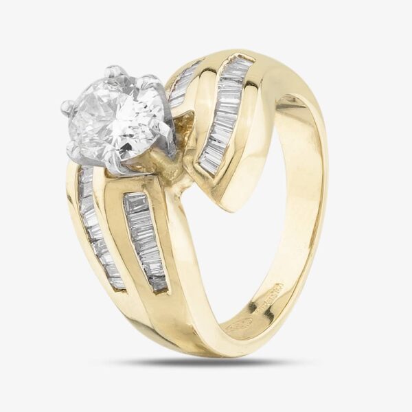 Pre-Owned 14ct Yellow Gold Certificated 1.09ct Diamond Twist Shoulder Set Solitaire Ring 43121038