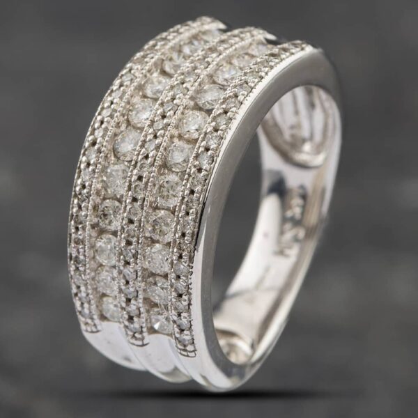 Pre-Owned 14ct White Gold 1.00ct Brilliant Cut Diamond Five Row Ring 43121041