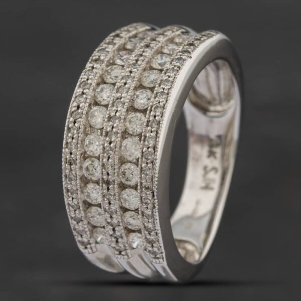 Pre-Owned 14ct White Gold 1.00ct Brilliant Cut Diamond Five Row Ring 43121048
