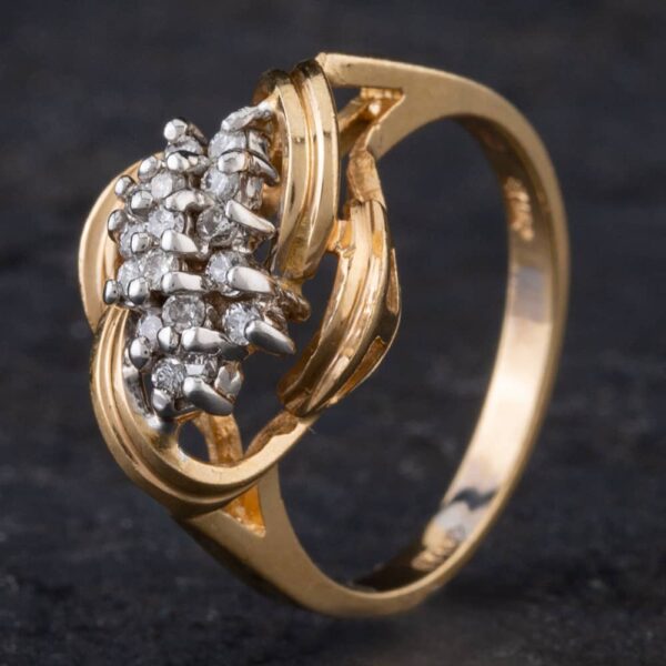 Pre-Owned 14ct Yellow Gold Brilliant Cut Diamond Fancy Cluster Ring 4312104