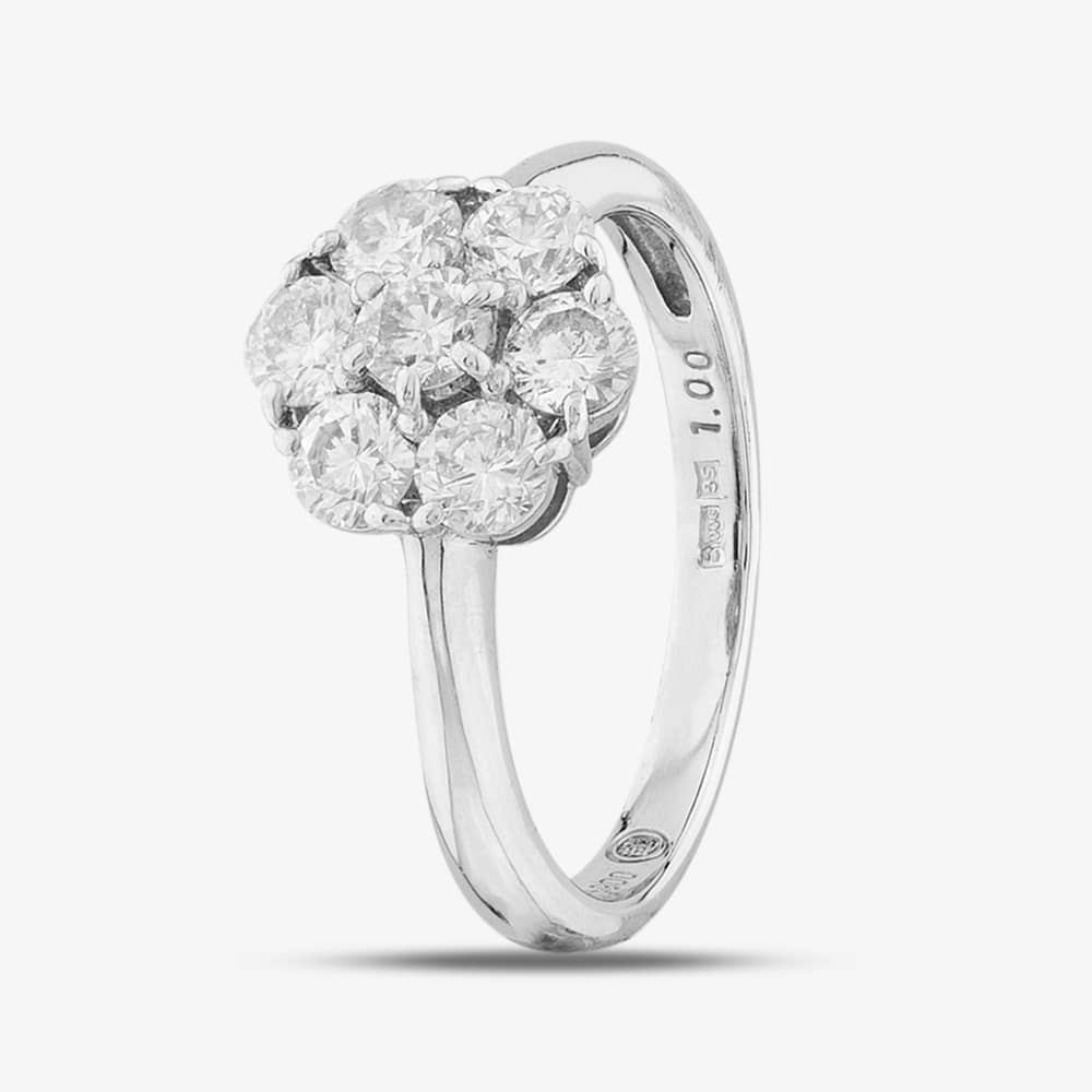 Pre-Owned Platinum 1.00ct Brilliant Cut Diamond Flower Cluster Ring 43121053