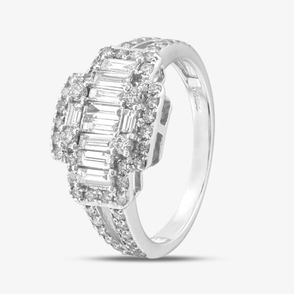 Pre-Owned 18ct White Gold Baguette & Brilliant Cut Diamond Fancy Dress Ring 43121081