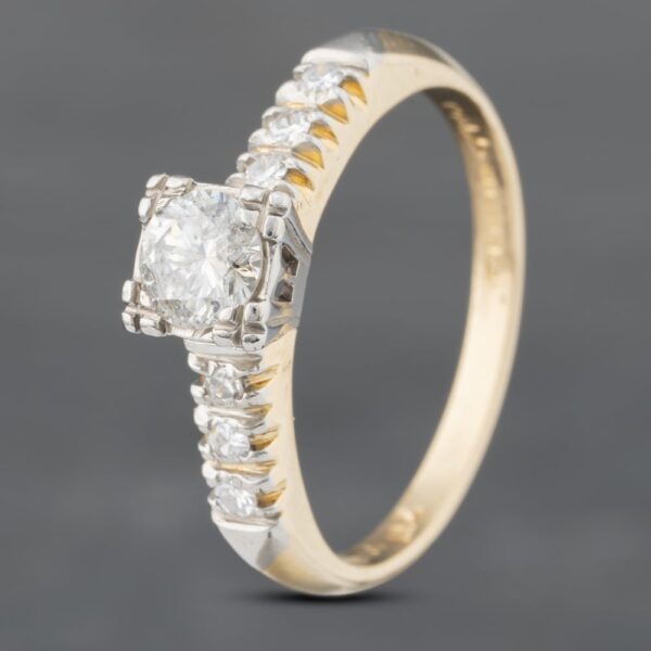 Pre-Owned Two Colour Gold 0.45ct Brilliant Cut Diamond Solitaire Ring 43121147