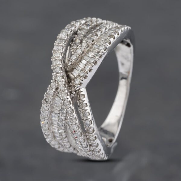 Pre-Owned 9ct White Gold 1.00ct Diamond Crossover Ring 43121200