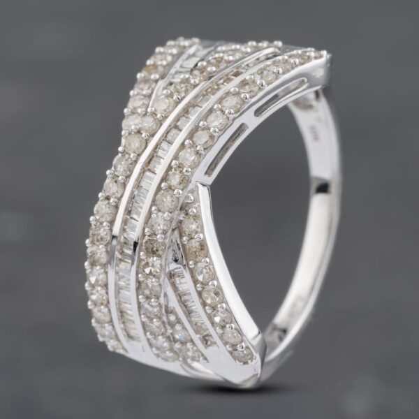 Pre-Owned 9ct White Gold 1.00ct Diamond Crossover Ring 43121202