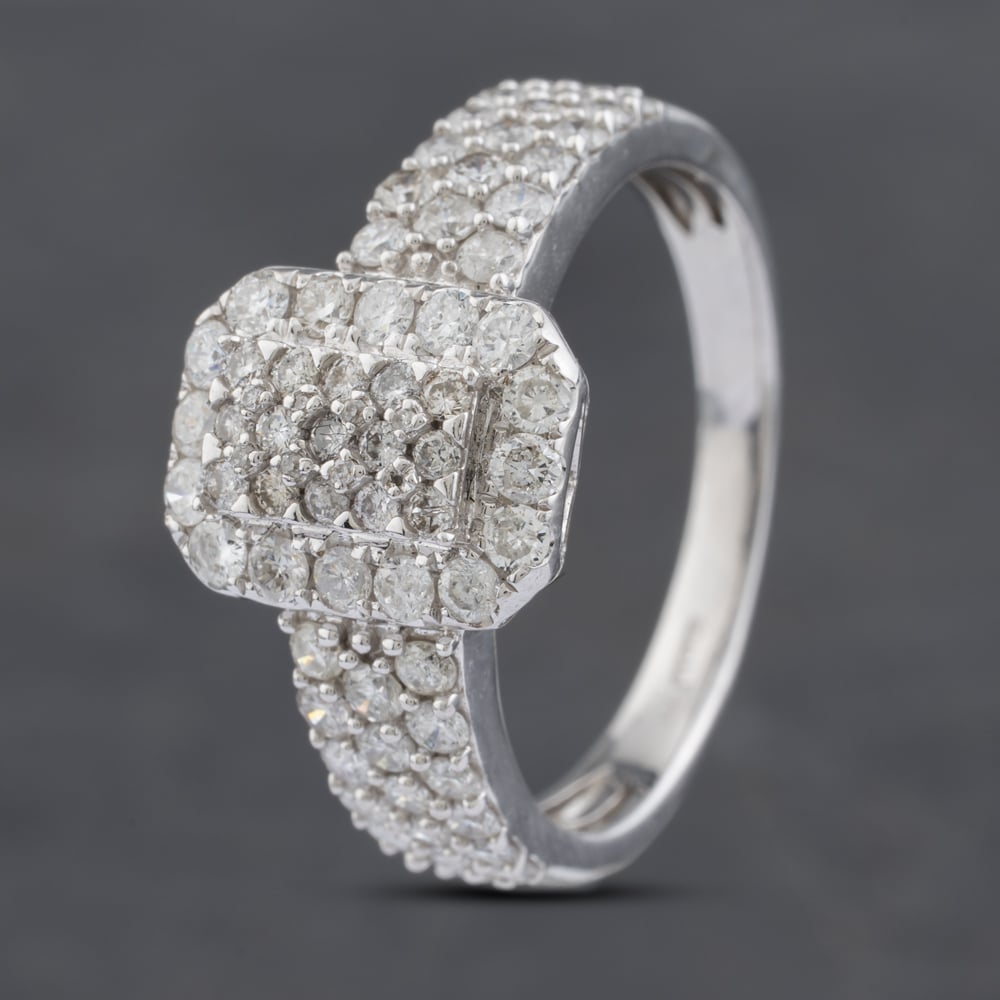 Pre-Owned 14ct White Gold 1.16ct Brilliant Cut Diamond Cluster Ring 43121217