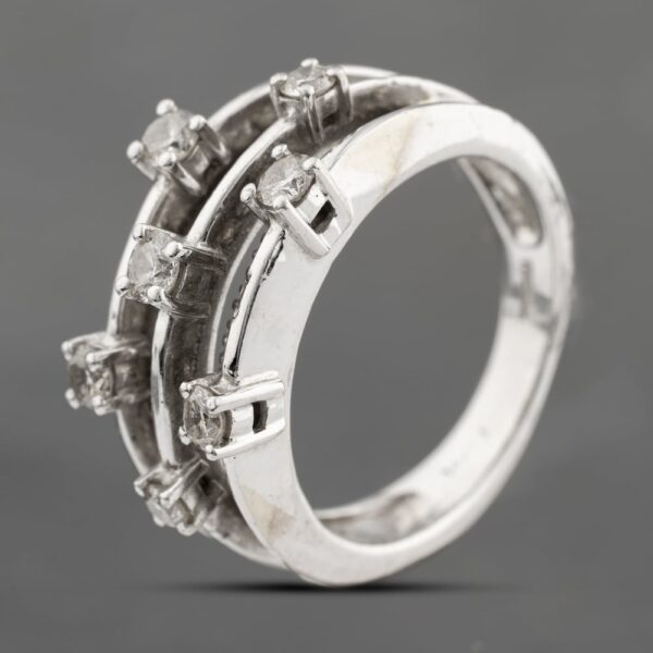 Pre-Owned 14ct White Gold 0.64ct Brilliant Cut Diamond Five Row Dress Ring 43121264