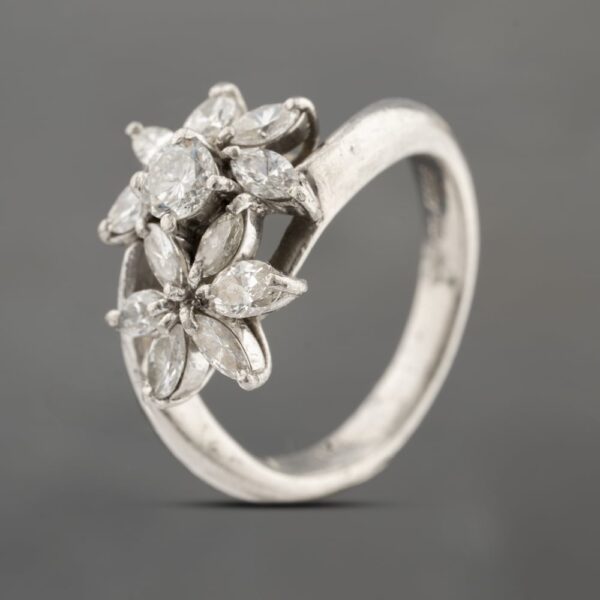 Pre-Owned Platinum 1.01ct Diamond Double Flower Cluster Ring 43121292