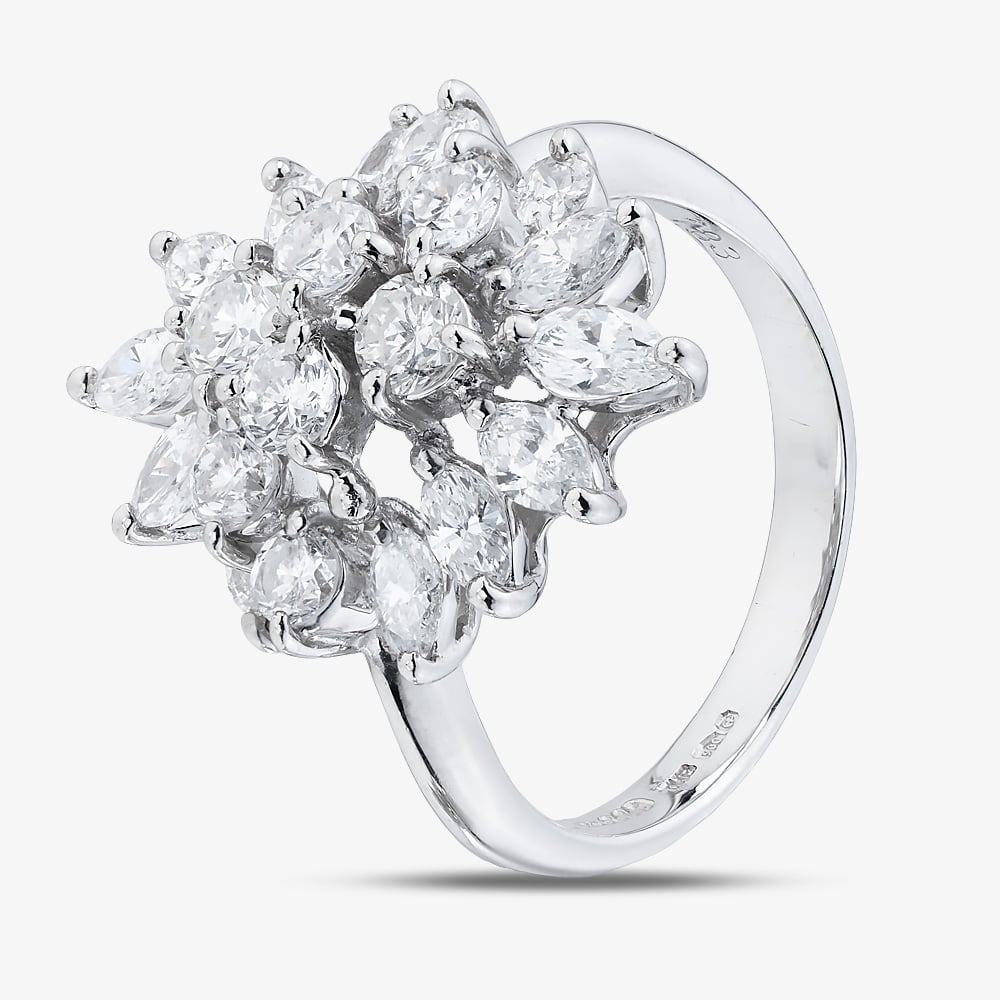 Pre-Owned Platinum 2.36ct Diamond Marquise Cluster Ring 43121298