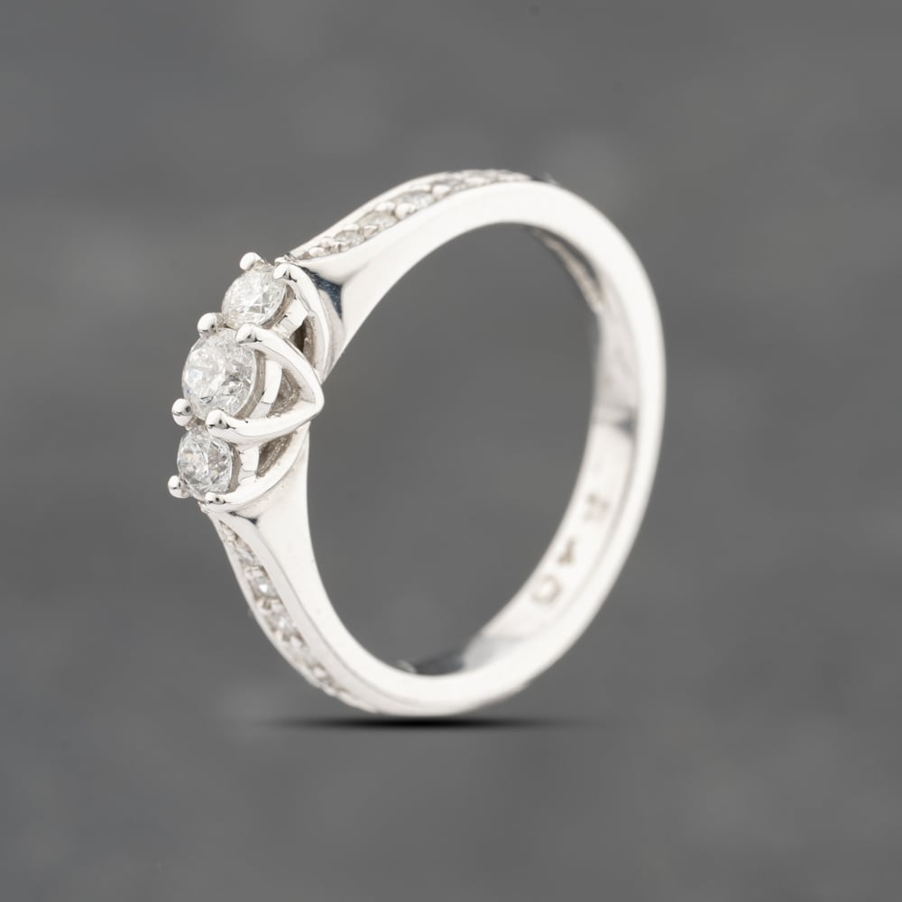 Pre-Owned 18ct White Gold 0.40ct Brilliant Cut Diamond Three Stone Ring 43121323