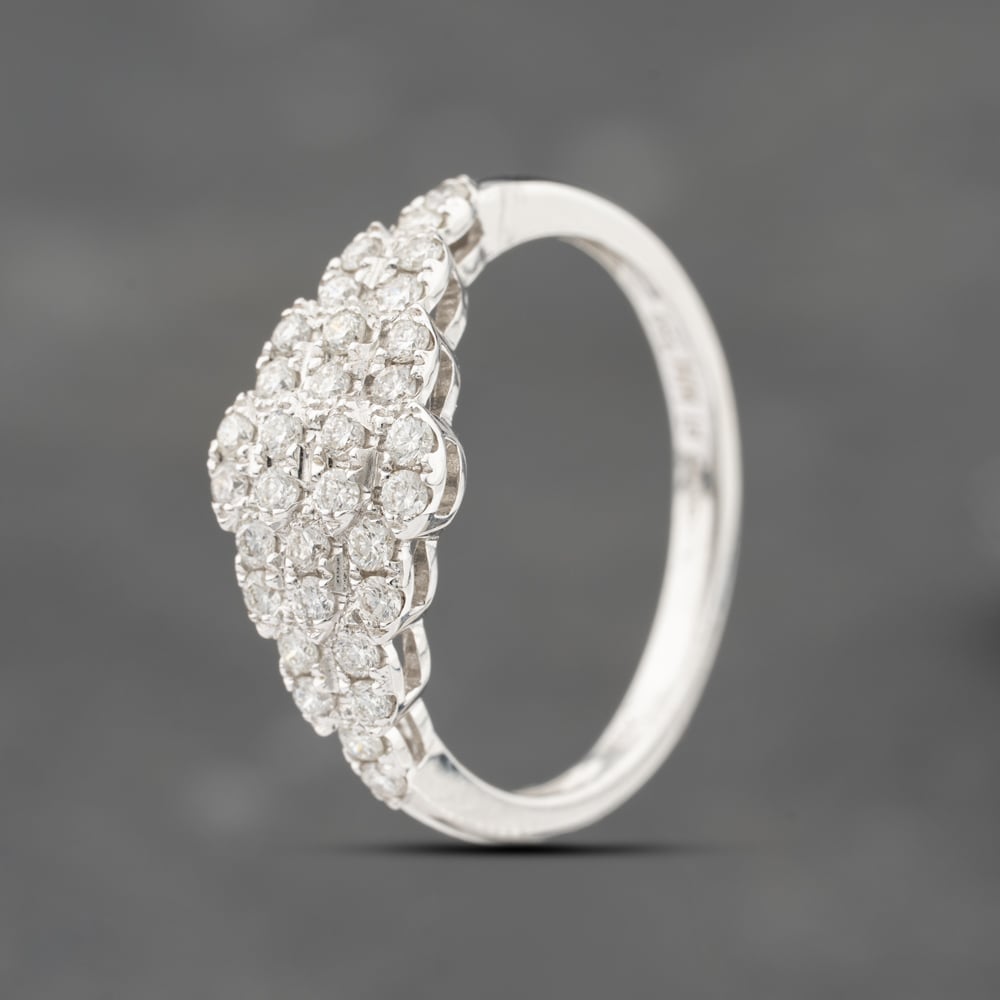 Pre-Owned 18ct White Gold 0.50ct Brilliant Cut Diamond Boat Shaped Cluster Ring 43121324