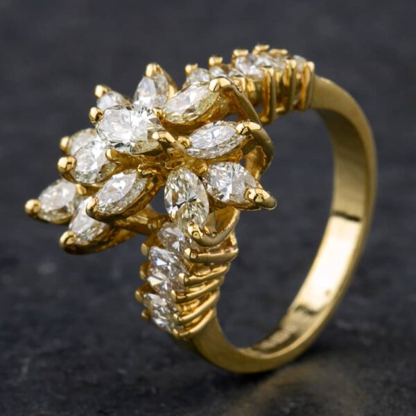 Pre-Owned 14ct Yellow Gold 1.65ct Diamond Multi Cut Fancy Cluster Ring 4312154