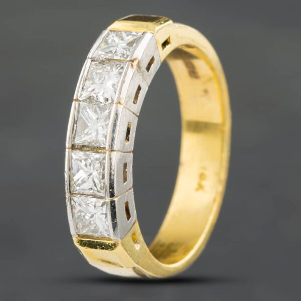 Pre-Owned 18ct Two Colour Gold 1.20ct Princess Cut Diamond Five Stone Ring 4312155224