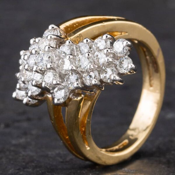 Pre-Owned 14ct Yellow Gold 1.50ct Brilliant Cut Diamond Multi Stone Cluster Ring 4312168