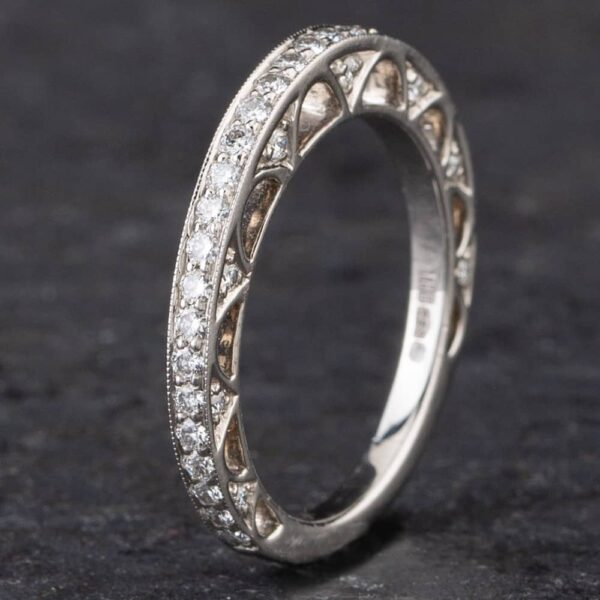 Pre-Owned Platinum 0.50ct Brilliant Cut Diamond Stone Set Sides 'Hearts On Fire' Half Eternity Ring 4312186