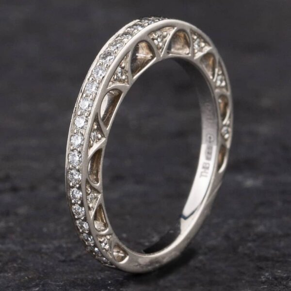 Pre-Owned Platinum 0.50ct Brilliant Cut Diamond Stone Set Sides 'Hearts On Fire' Half Eternity Ring 4312187