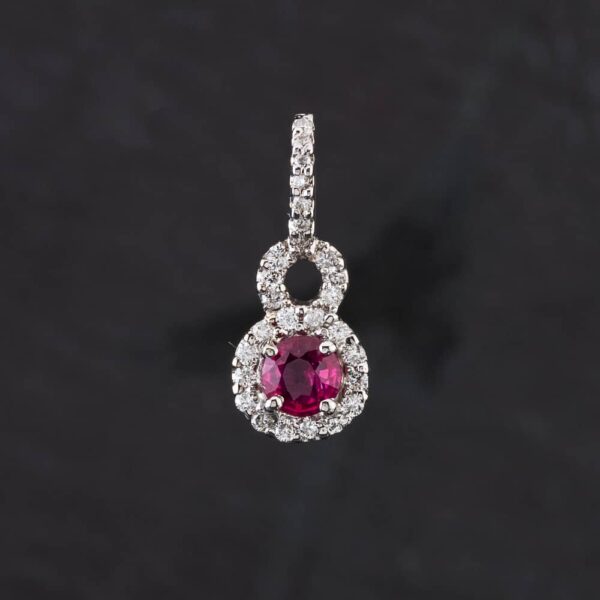 Pre-Owned 14ct White Gold 0.80ct Ruby & 0.40ct Brilliant Cut Diamond Fancy Loose Pendant 4314025