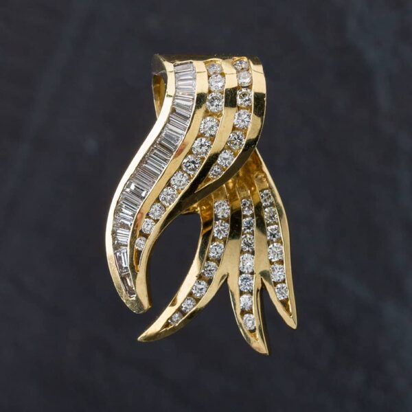 Pre-Owned 18ct Yellow Gold 1.90ct Diamond Baguette And Brilliant Cut Multi-Strand Loose Pendant 4314044