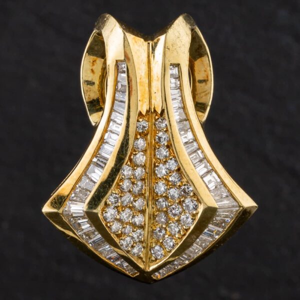 Pre-Owned 14ct Yellow Gold 2.16ct Diamond Fancy Slider Baguette & Brilliant Cut Loose Pendant 4314056