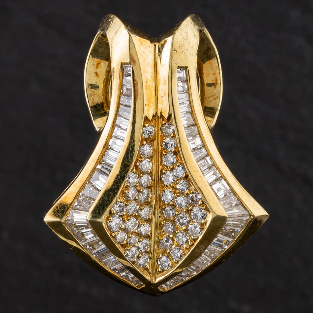 Pre-Owned 14ct Yellow Gold 2.16ct Diamond Fancy Slider Baguette & Brilliant Cut Loose Pendant 4314056